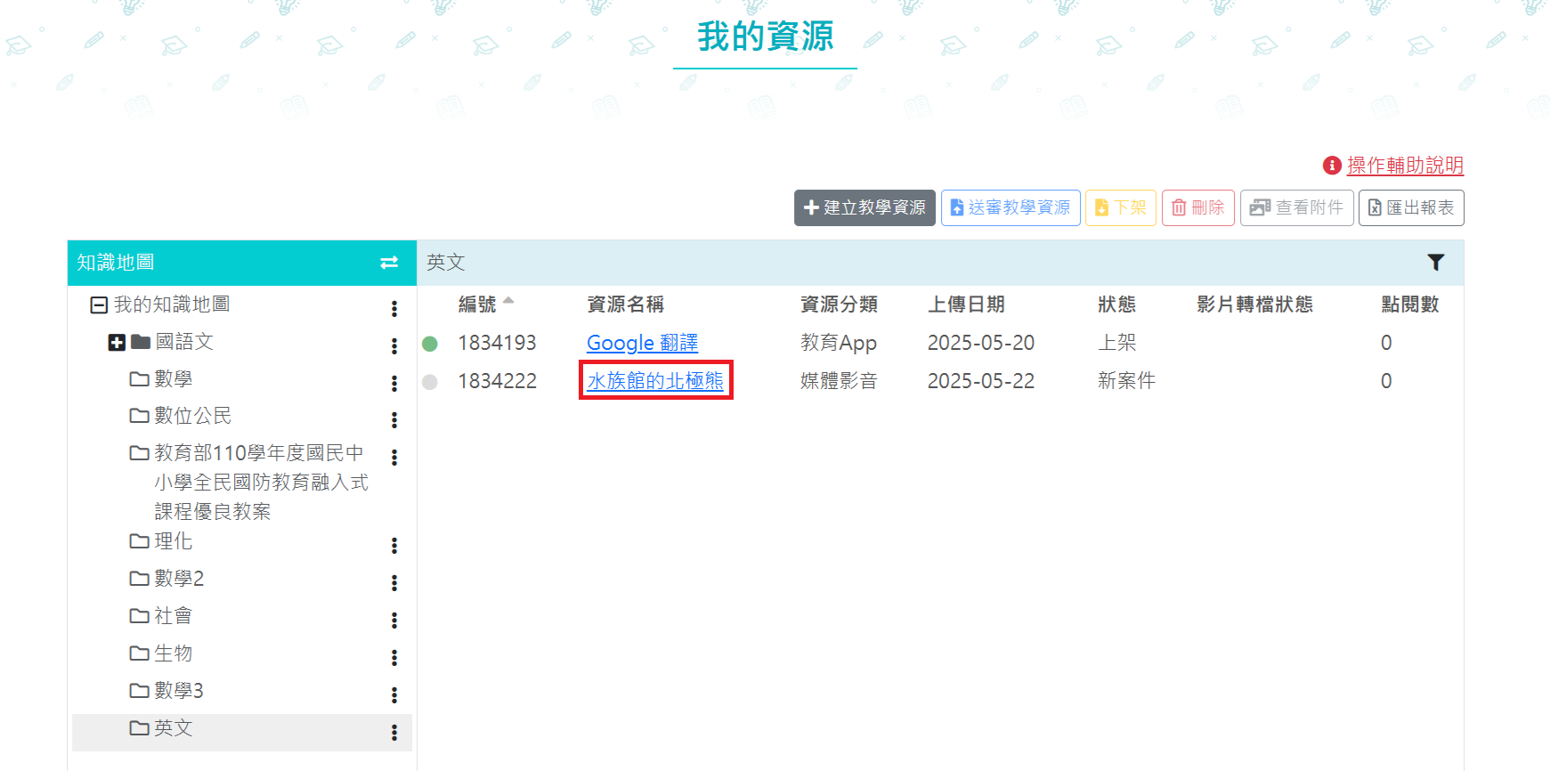 查看與修改上傳的資源