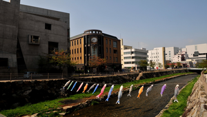 日本松本城市區內飄揚的鯉魚旗縮圖