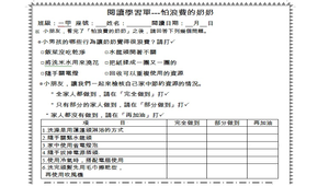 怕浪費的奶奶閱讀學習單