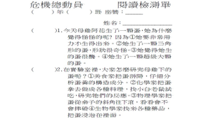 危機總動員       閱讀檢測單