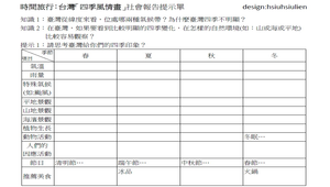 時間旅行：台灣「四季風情畫」社會報告提示單