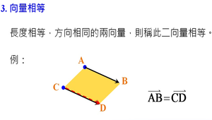 向量-零向量、逆向量與向量相等