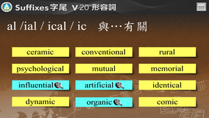 Suffixes字尾-V20.形容詞_al /ial /ical /ic 與…有關	中文
