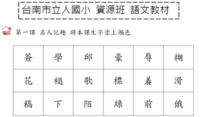 五年級康軒第一課生字語詞