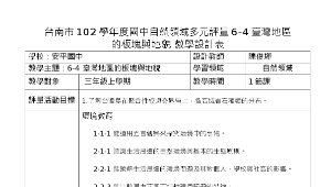 自然領域多元評量教學設計表   6-4臺灣地區的板塊與地貌