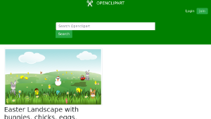 openclipart圖庫：Easter Landscape with bunnies, chicks, eggs, chicken, flowers-資源代表圖