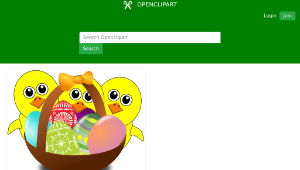 openclipart圖庫：Funny Chicks Cartoon with Easter eggs in a basket縮圖