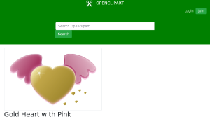 openclipart圖庫：Gold Heart with Pink Wings-資源代表圖