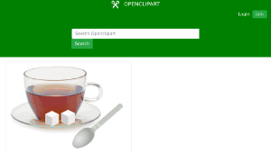openclipart圖庫：Glass cup with glass saucer, spoon and sugar cubes-資源代表圖