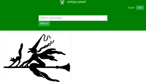 openclipart圖庫：witch on a broom stick
