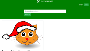 openclipart圖庫：Funny kitty face with Santa Claus hat