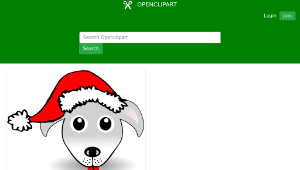 openclipart圖庫：Funny Dog Face Grey Cartoon with Santa Claus hat-資源代表圖