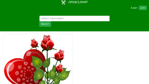 openclipart圖庫：Coração e rosas - Hearth and red roses-資源代表圖