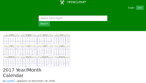 openclipart圖庫：2017 Year/Month Calendar-資源代表圖