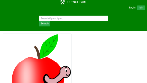 openclipart圖庫：Apple Red with a Green Leaf with funny Worm-資源代表圖