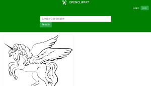 openclipart圖庫：Winged Unicorn Line Art-資源代表圖