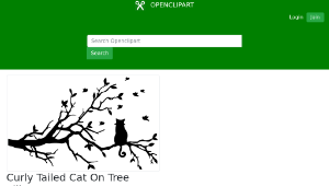 openclipart圖庫：Curly Tailed Cat On Tree Silhouette縮圖