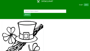 openclipart圖庫：Hat and shillelagh (black and white)縮圖