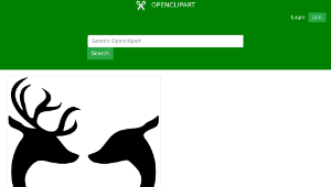 openclipart圖庫：Deer Couple Heart Silhouette Black縮圖