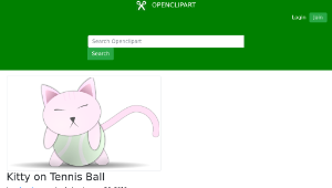 openclipart圖庫：Kitty on Tennis Ball縮圖