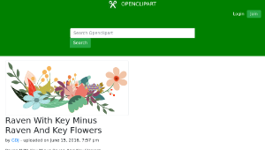 openclipart圖庫：Raven With Key Minus Raven And Key Flowers縮圖