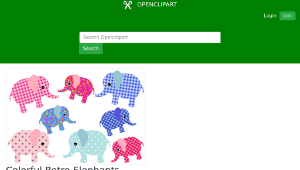 openclipart圖庫：Colorful Retro Elephants縮圖