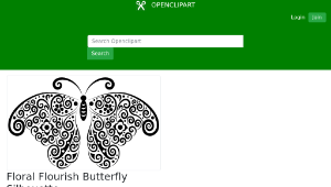 openclipart圖庫：Floral Flourish Butterfly Silhouette-資源代表圖