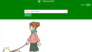 openclipart圖庫：Woman walking a dog
