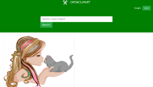 openclipart圖庫：Girl Kissing Kitten縮圖