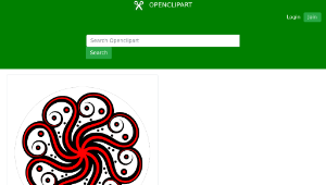 openclipart圖庫：Black-red Abstract Octopus