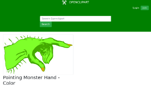 openclipart圖庫：Pointing Monster Hand - Color縮圖