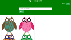 openclipart圖庫：Four Colorful Owls縮圖