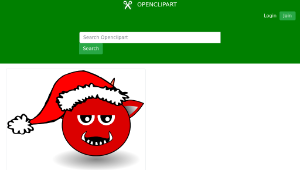 openclipart圖庫：Little Red Devil Head Cartoon with Santa Claus hat