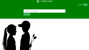 openclipart圖庫：Boy Giving Flowers To Girl Silhouette-資源代表圖