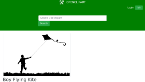 openclipart圖庫：Boy Flying Kite Silhouette縮圖