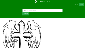 openclipart圖庫：Cross With Wings Line Art-資源代表圖