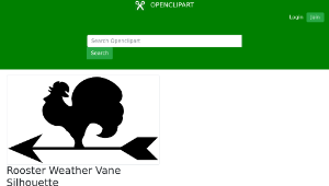 openclipart圖庫：Rooster Weather Vane Silhouette縮圖