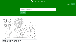 openclipart圖庫：three flowers bw