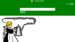openclipart圖庫：girl carries big steaming coffee pot縮圖