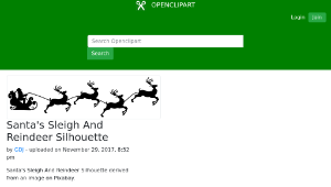 openclipart圖庫：Santa's Sleigh And Reindeer Silhouette-資源代表圖