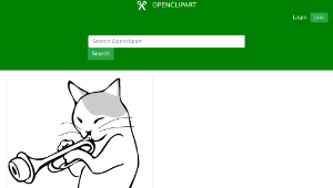 openclipart圖庫：Anthropomorphic Trumpet Playing Cat