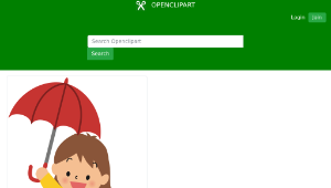 openclipart圖庫：Girl with Umbrella (#1)縮圖