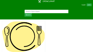 openclipart圖庫：Dinner Plate with Spoon and Fork-資源代表圖