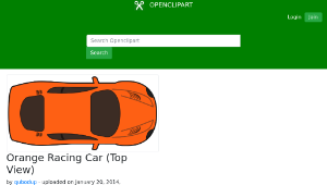 openclipart圖庫：Orange Racing Car (Top View)-資源代表圖