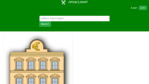 openclipart圖庫：Bank building with euro sign-資源代表圖
