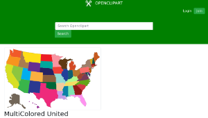 openclipart圖庫：MultiColored United States Map縮圖