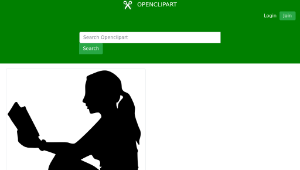 openclipart圖庫：Woman Reading SIlhouette縮圖