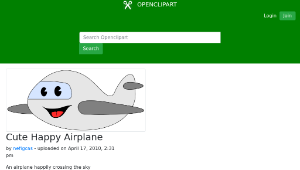 openclipart圖庫：Cute Happy Airplane縮圖