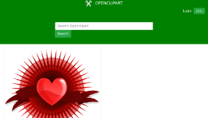 openclipart圖庫：Heart with Rays and Banner縮圖