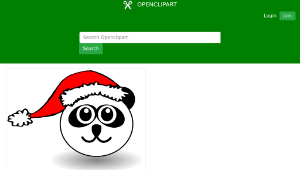 openclipart圖庫：Funny panda face black and white with Santa Claus hat